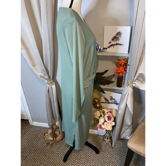 NWT $50 Nine West size XL Sage Green Long Sleeve Midi/Maxi Dress - Picture 3 of 12